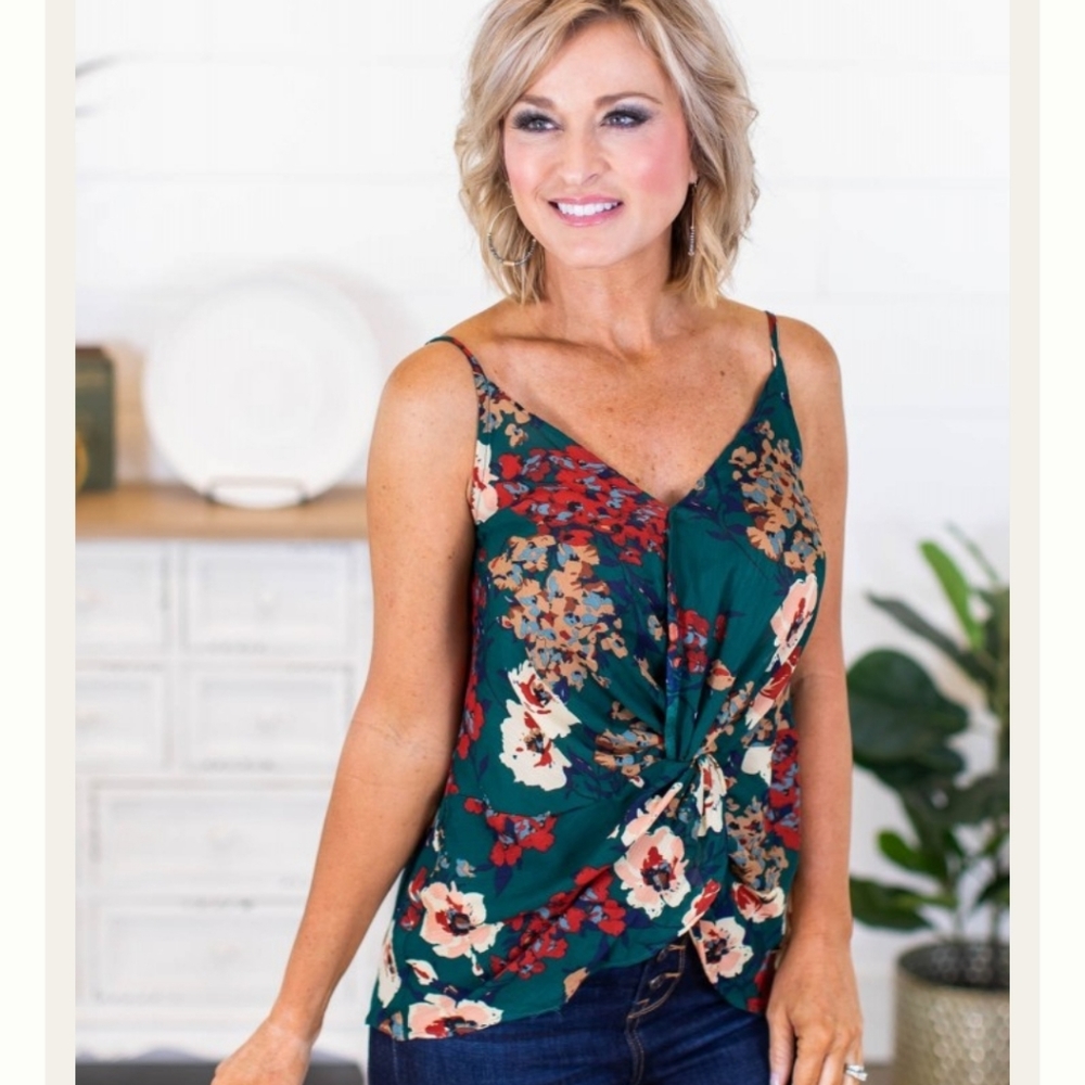 Floral Font Twist Tank